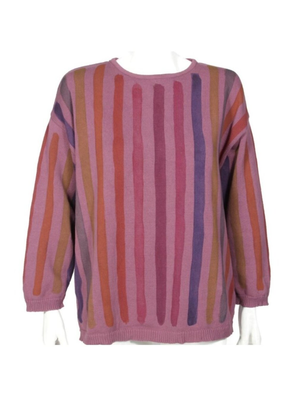 Gudrun Sjoden Jumper Cotton Knit Purple Watercolour Stripe Boxy Art size M /492